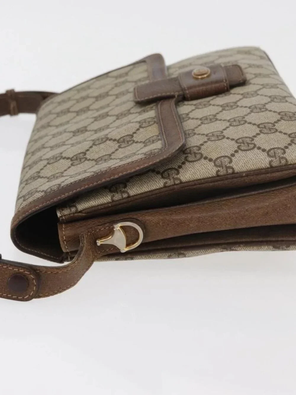 GUCCI GG Supreme Shoulder Bag PVC Beige Gold 001 16 4084 Auth